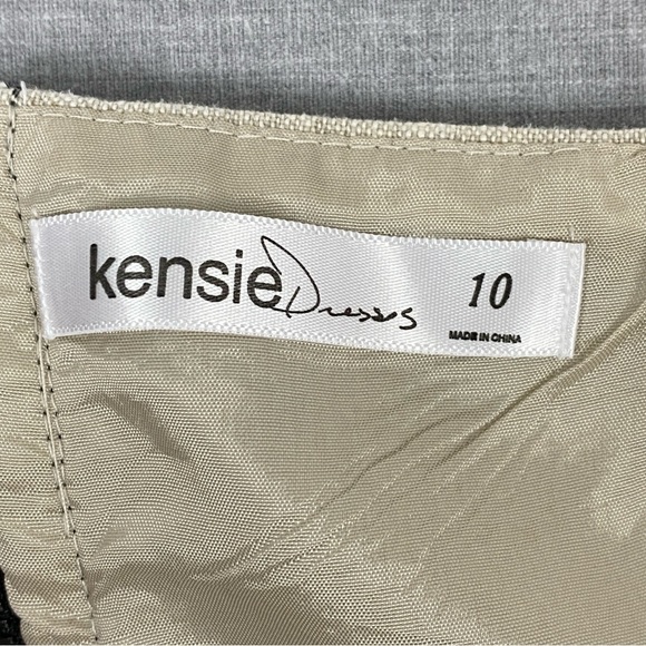 Kensie Linen Mini Dress Sz 10 Beige with Black Straps - Picture 6 of 10